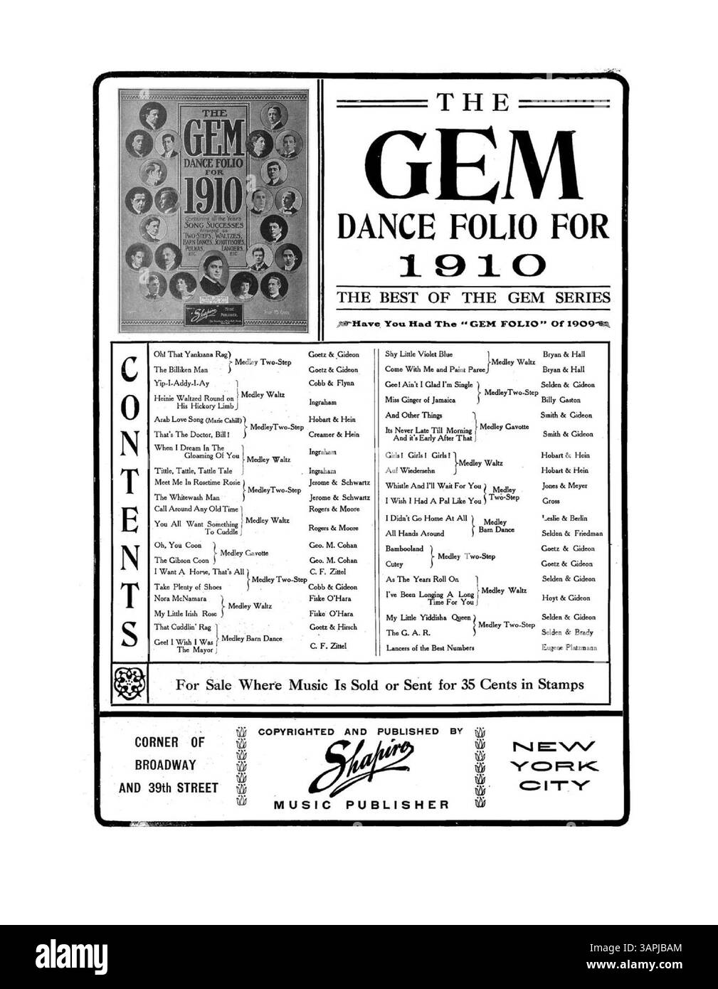 That Was Before They Were Married est une chanson introduite par Jefferson de Angelis dans The Beauty Spot, avec un livre et des paroles de Joseph Herbert, et une musique de Reginald de Koven. La couverture arrière présente une publicité pleine page pour 'The Gem Dance Folio for 1910'. Banque D'Images