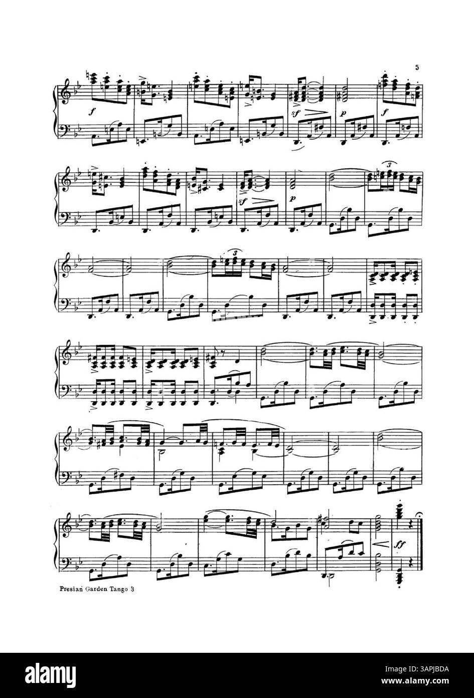 Le 'Persian Garden Tango' présente des publicités de Jerome H. Remick & Co. pour leurs dernières publications. La pochette intérieure comprend un extrait musical de Tango Argentino, tandis que la pochette arrière promeut la chanson Pass the Pickles. Cette publication met en lumière la musique populaire du début du XXe siècle. Banque D'Images