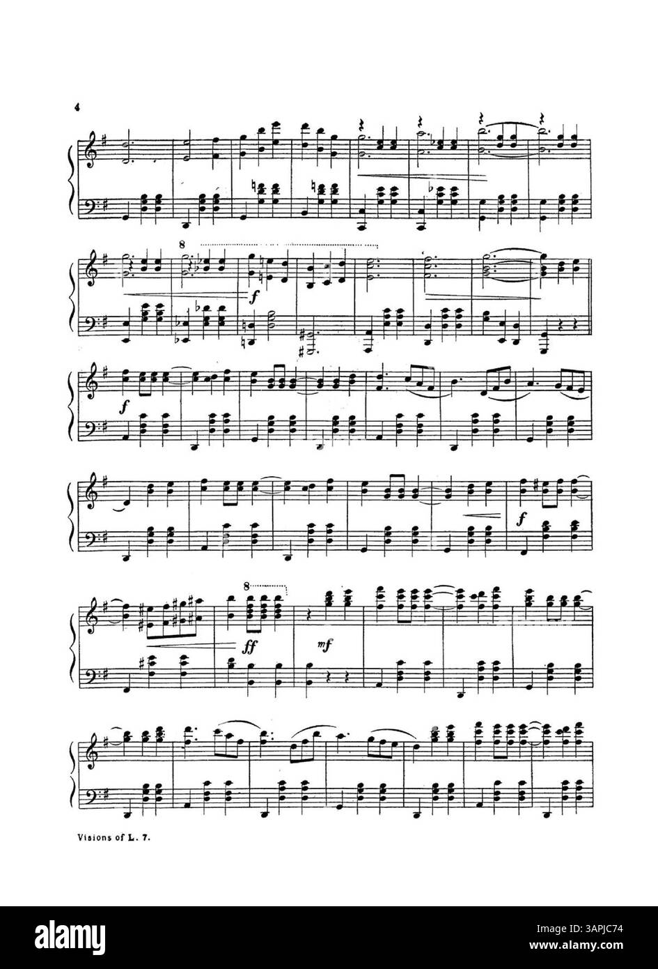 Cette pièce musicale intitulée « visions of Love Waltzes » comprend des publicités à la fois à l'intérieur et à l'arrière de la couverture. La couverture intérieure contient un extrait de 'Flowerland' de Sara B. Egan, tandis que la couverture arrière présente 'Love's consolation' de Geo. L. Spaulding. IDA G. Bierman, compositeur de 'Laughing Waters', est également mis en évidence. Banque D'Images