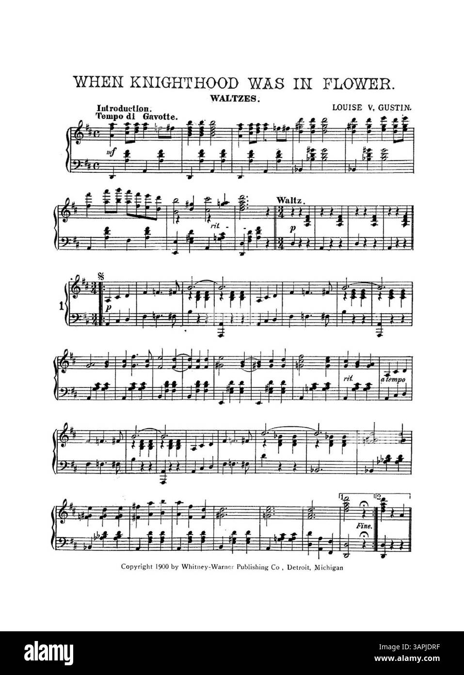 Cette édition de When Knighthood Was in Flower comporte une publicité pour les dernières publications de Jerome H. Remick & Co. au dos de la couverture, y compris un extrait de la chanson Maxine. Banque D'Images