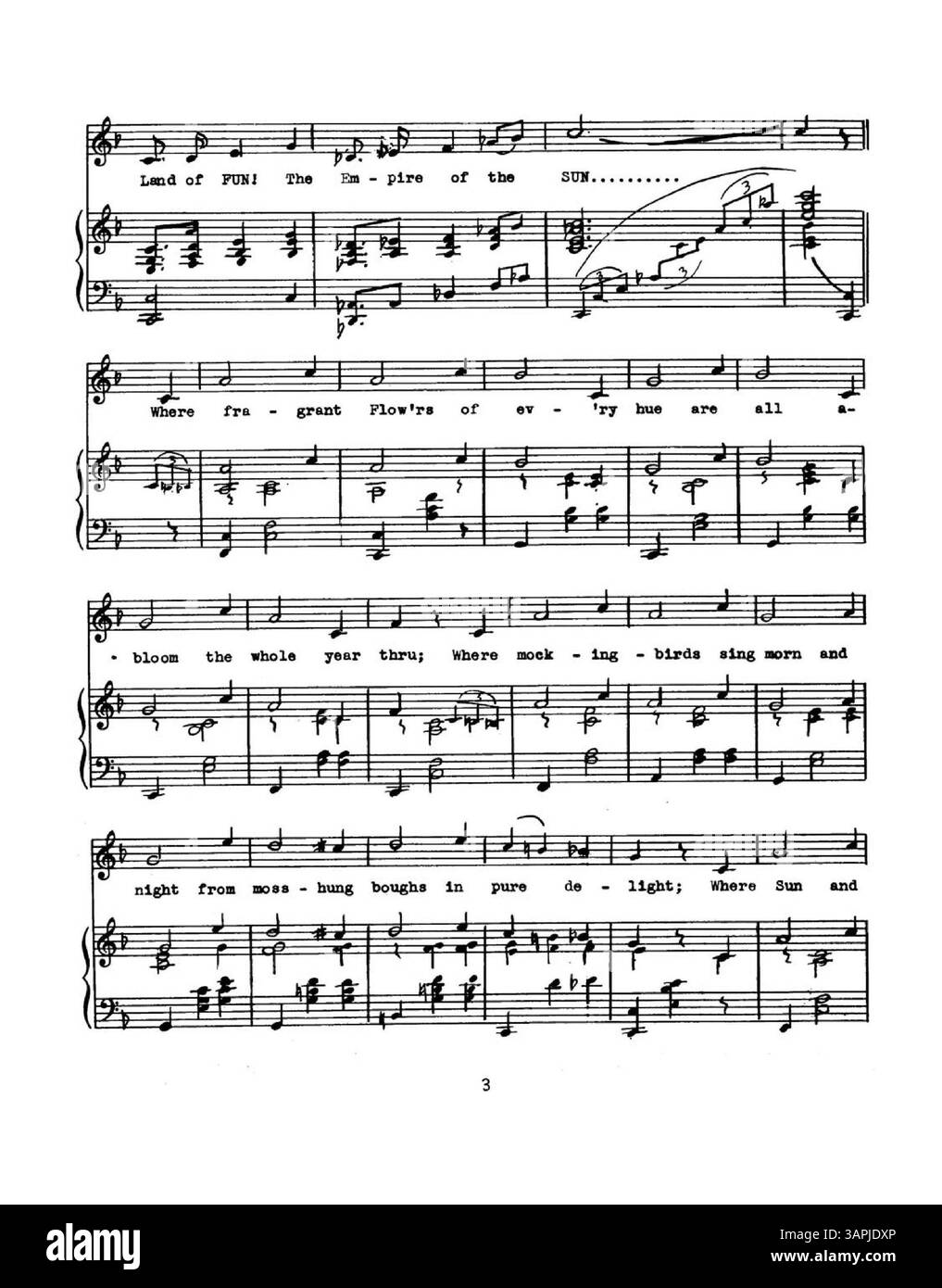 Cette composition musicale intitulée 'Florida' comprend une partition manuscrite avec des mots dactylographiés. La couleur de l'image numérique peut différer considérablement de l'original. Banque D'Images Cette composition musicale intitulée 'Florida' comprend une partition manuscrite avec des mots dactylographiés. La couleur de l'image numérique peut différer considérablement de l'original. Banque D'Images