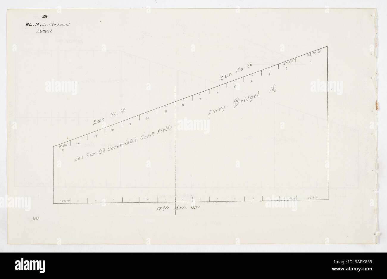 Une page du Block Book of résultant Louis County, volume 6, Books 30-37, fournissant la propriété foncière et les détails de la propriété pour le comté. Banque D'Images