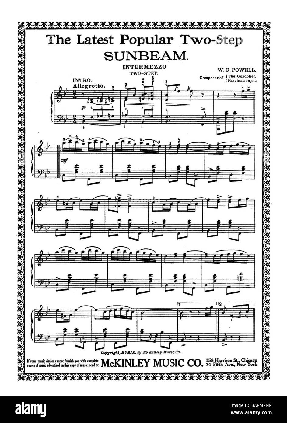 Cette publication de valse des bibliothèques de l'Université de l'Oregon présente des extraits musicaux de 'Dixie Darlings' et 'Sunbeam', ainsi que des bordures décoratives et la plaque numéro 1348, un élément de base de la musique de danse du début du XXe siècle. Banque D'Images