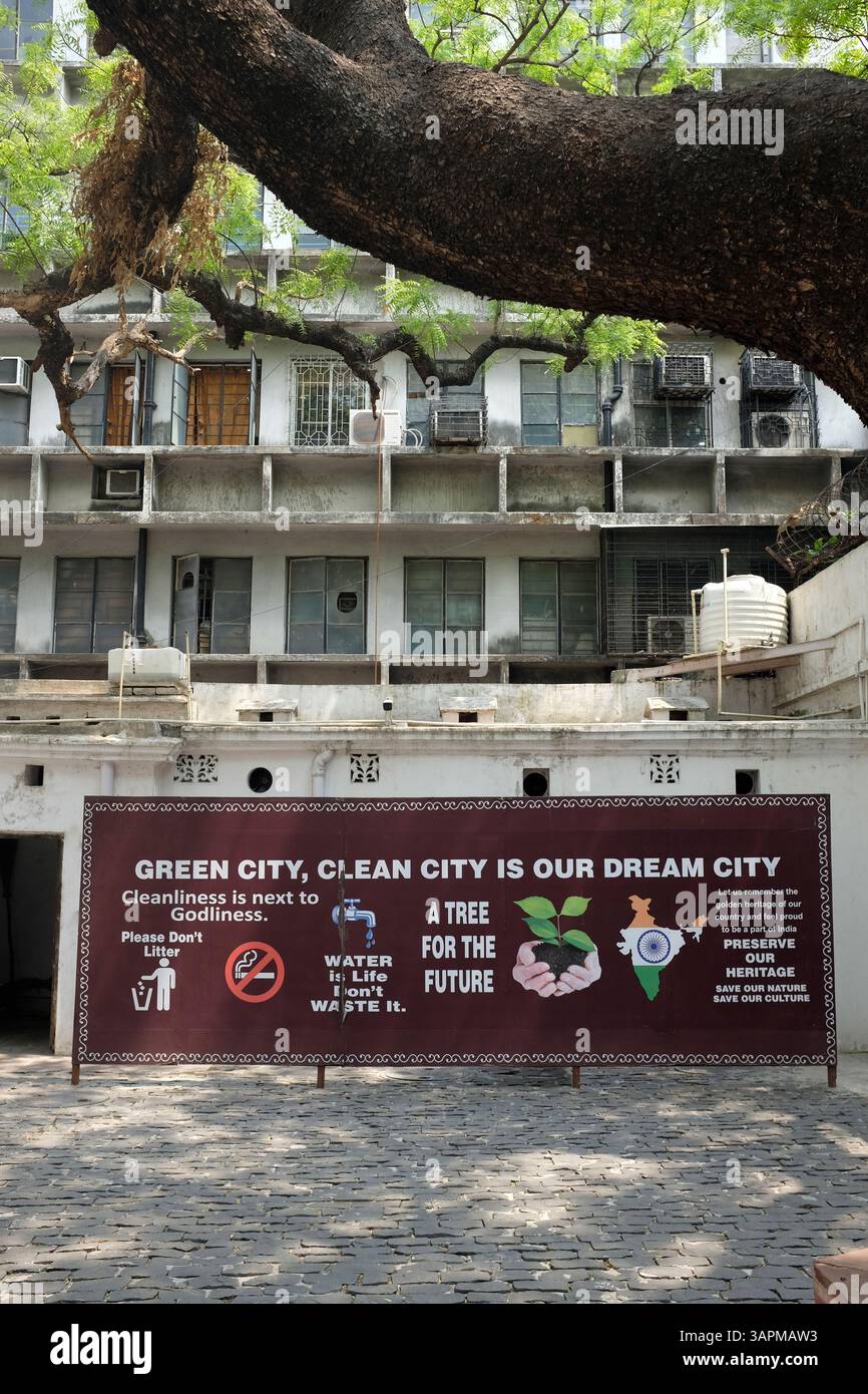 Clean City, Green City Sign, Kolkata, Bengale occidental Inde Banque D'Images