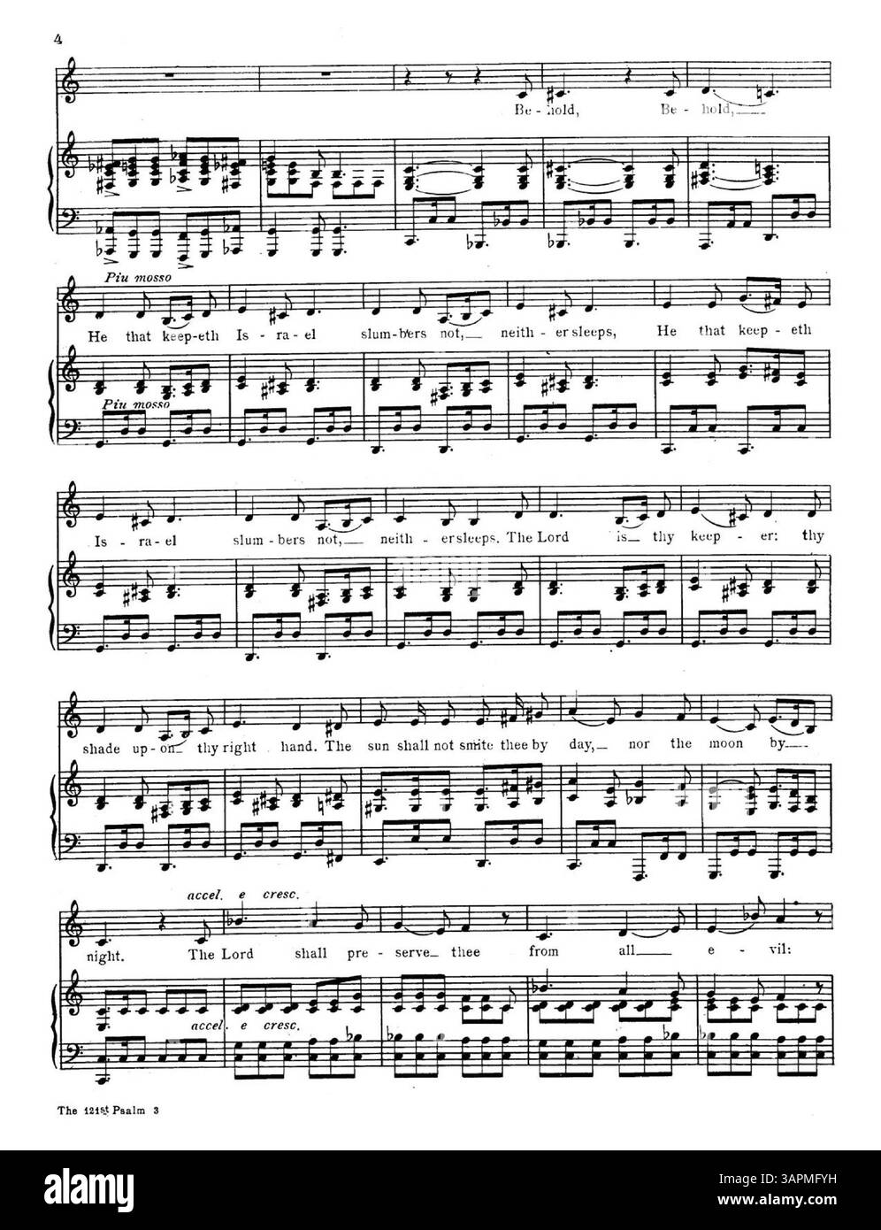 La partition de 121st Psaum comporte une quatrième de couverture énumérant d'autres œuvres sacrées de Sterling, telles que The 23rd Psaum, I Am the Good Shepherd et The 100th Psaum. Cela reflète la tradition de la musique chorale sacrée du début du XXe siècle, avec un accent sur les thèmes religieux et les hymnes. Banque D'Images