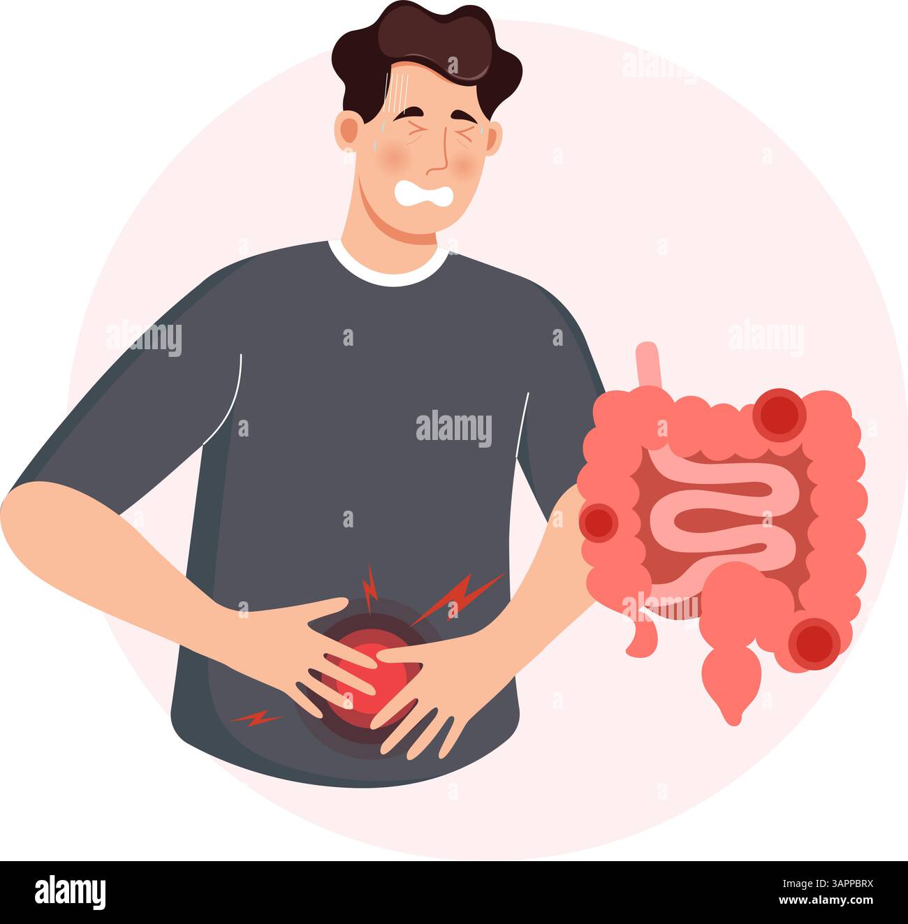 Femmes souffrant de douleurs à l'estomac - constipation - illustration en tant que fichier EPS 10 Illustration de Vecteur