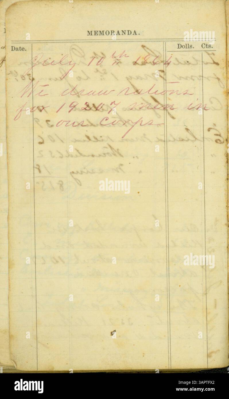 Le journal de John T. Clarke de 1864 fournit un compte rendu des actions militaires du 31st Missouri Infantry pendant la campagne d'Atlanta en Géorgie, avec des notes détaillées sur les pertes et l'implication de l'infanterie dans des batailles clés. Banque D'Images