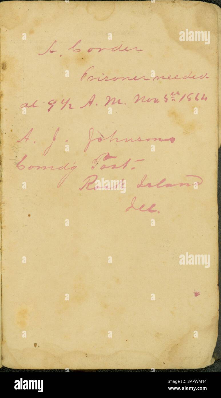 Le journal de John T. Clarke de mai à août 1864 donne un aperçu des activités militaires du 31st Missouri Infantry en Géorgie pendant la campagne d'Atlanta, mettant en évidence les pertes et les actions importantes sur le terrain. Banque D'Images