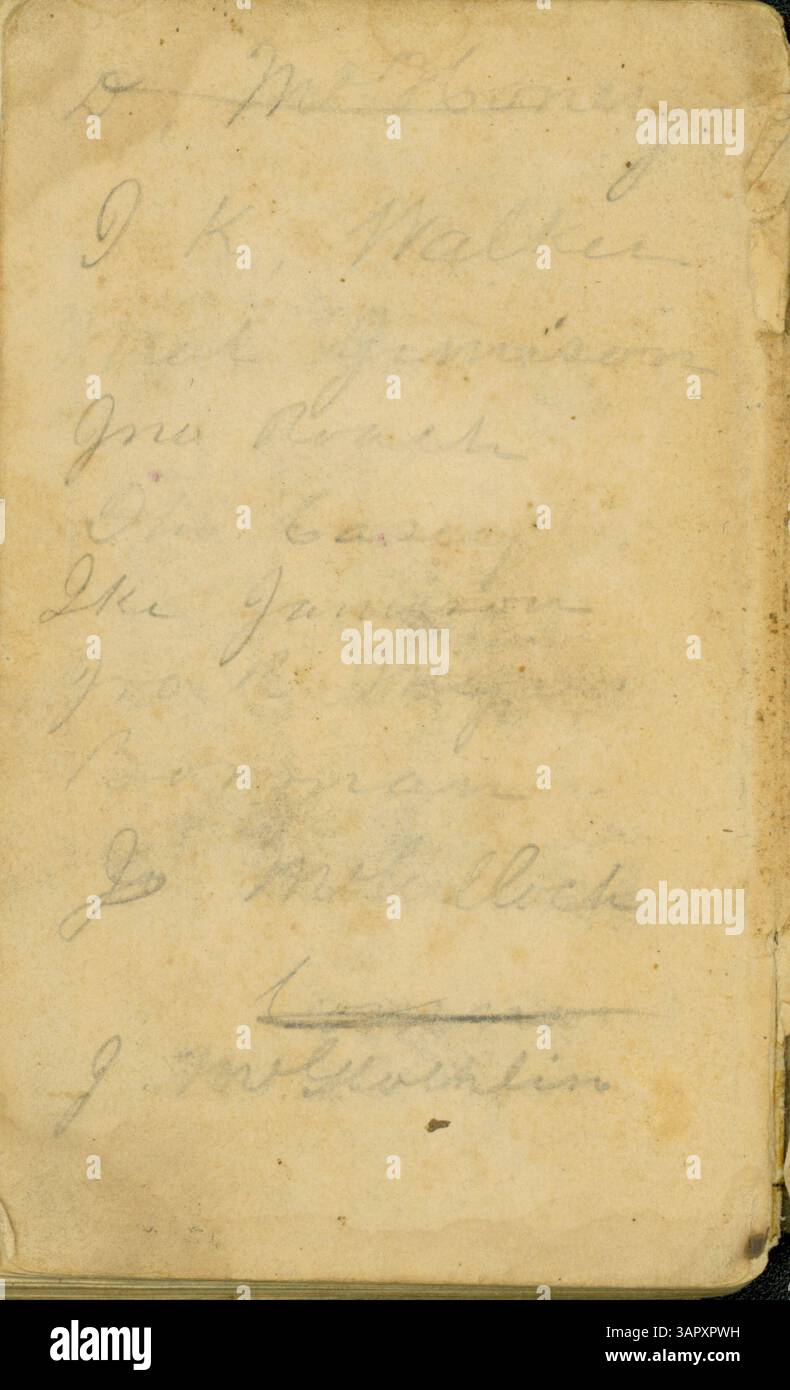 Le journal de poche de John T. Clarke capture les opérations militaires du 31st Missouri Infantry en Géorgie, avec une mention spécifique des pertes et des engagements militaires pendant la campagne d'Atlanta entre mai et août 1864. Banque D'Images