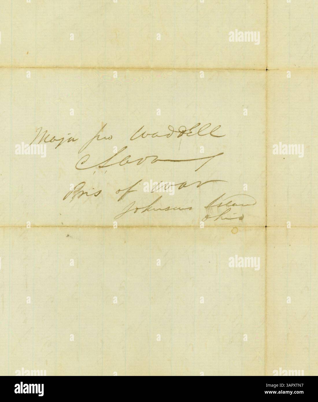 Écrite pendant la guerre de Sécession, cette lettre d'un prisonnier de guerre confédéré à Johnson's Island fournit un compte rendu de première main de la vie en captivité et des émotions vécues par les soldats dans de telles conditions. Banque D'Images