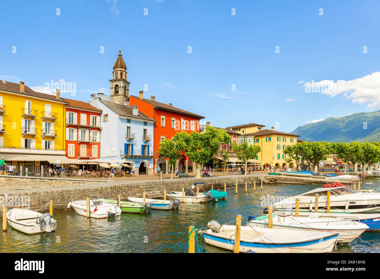 Ascona, Canton Tessin, Suisse, 09 juin 2023. Vue du centre-ville d'Ascona, dans le canton Tessin district , Suisse Banque D'Images