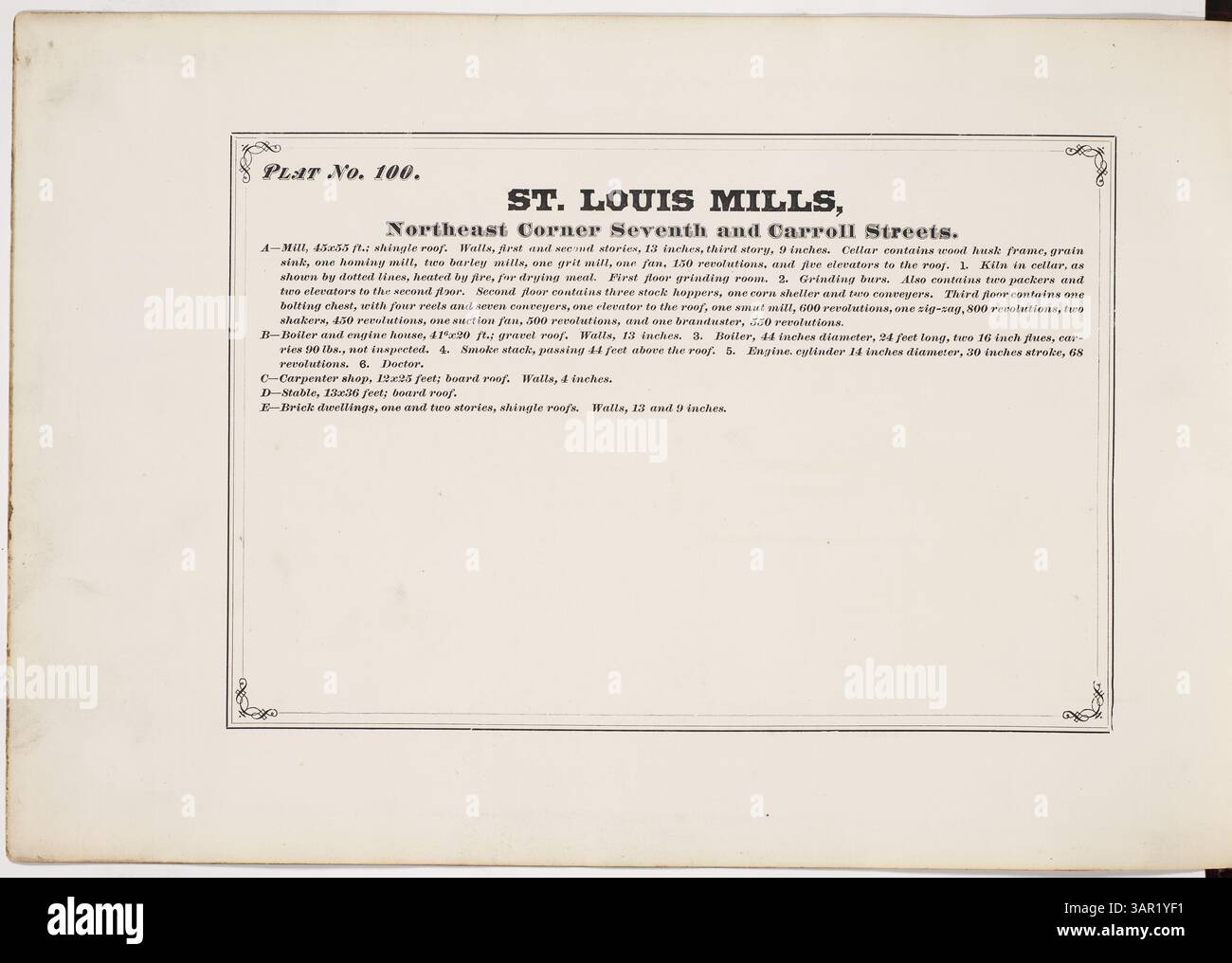 A. les cartes d'assurance de 1872 de Whipple & Co., 2e série, volume 2, étaient axées sur les risques spéciaux. Ces cartes détaillées ont été créées pour évaluer divers risques à des fins d’assurance, offrant un aperçu de la structure et de l’aménagement des propriétés. Les cartes font partie d'une collection historique de la Missouri Historical Society. Banque D'Images