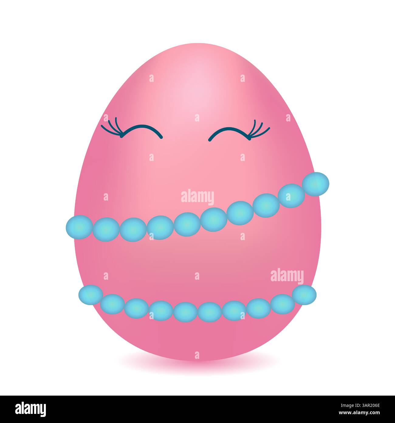 Personnage anthropomorphe 3D rose joyeux oeuf de Pâques femme portant des perles sur un fond blanc. Dessin de couleurs vectorielles. Parfait pour les vœux de vacances Illustration de Vecteur Personnage anthropomorphe 3D rose joyeux oeuf de Pâques femme portant des perles sur un fond blanc. Dessin de couleurs vectorielles. Parfait pour les vœux de vacances Illustration de Vecteur