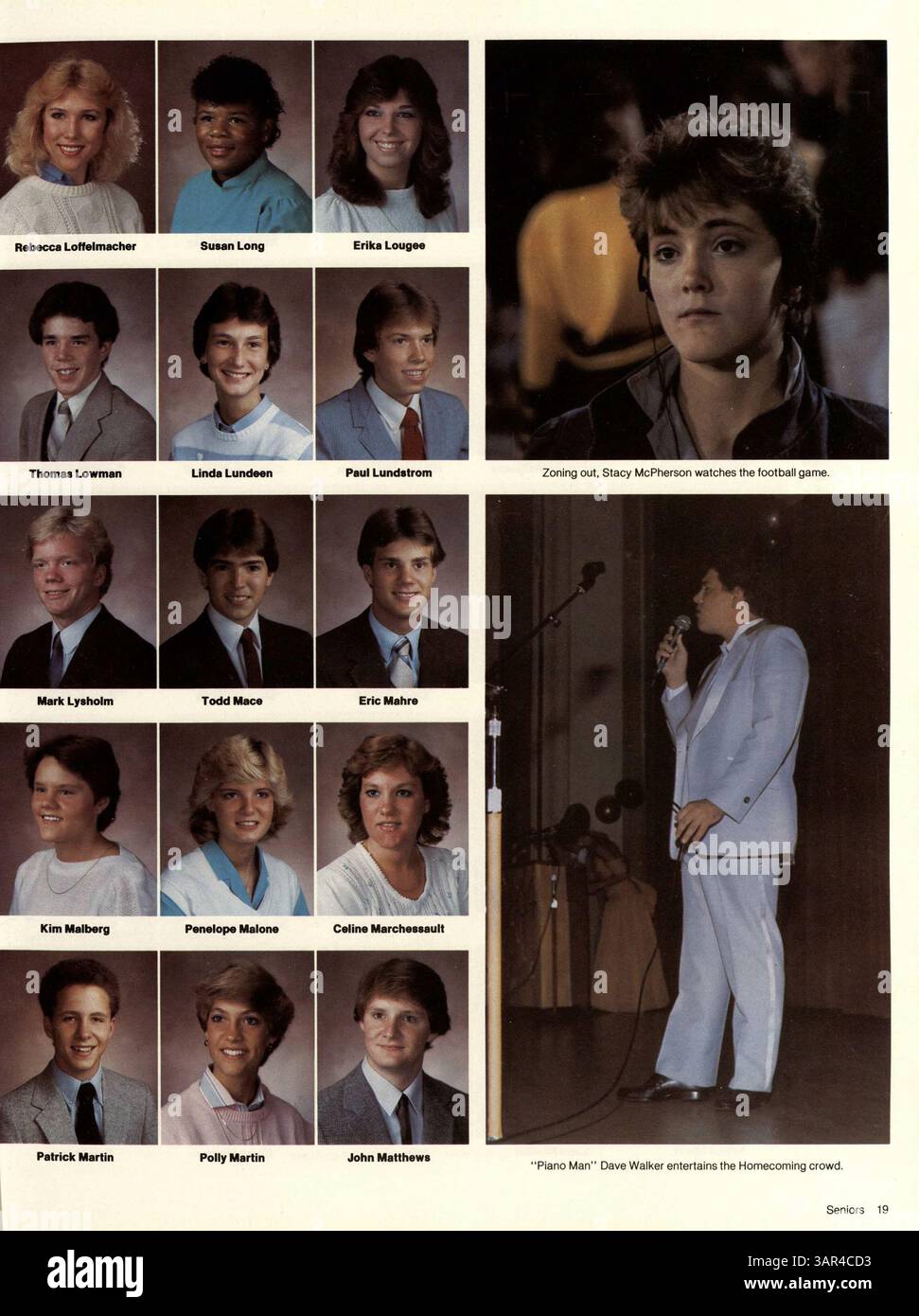 Cet annuaire, 'Sagamore '85 : Celebrate the moment', documente les événements, les clubs, l'athlétisme de la Roosevelt High School et les réalisations de ses étudiants et de ses professeurs pendant l'année scolaire 1984-1985/09. Banque D'Images