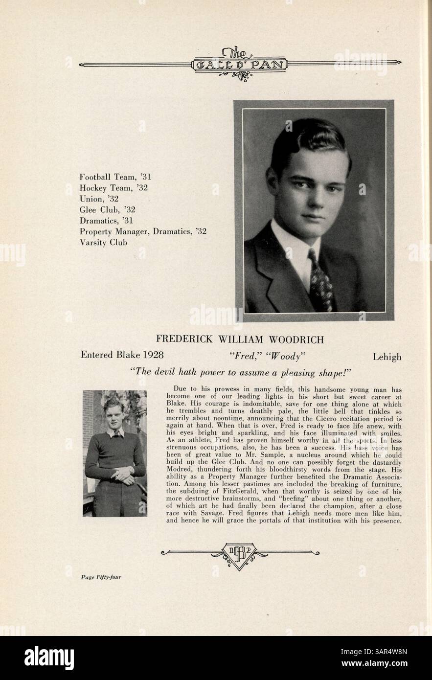 Ce Blake Yearbook 1932, Call-O'-Pan, documente l'année scolaire 1931-1932 et couvre les élèves, les enseignants, les clubs, l'athlétisme, et les événements majeurs, fournissant un dossier détaillé de la vie au lycée. Banque D'Images