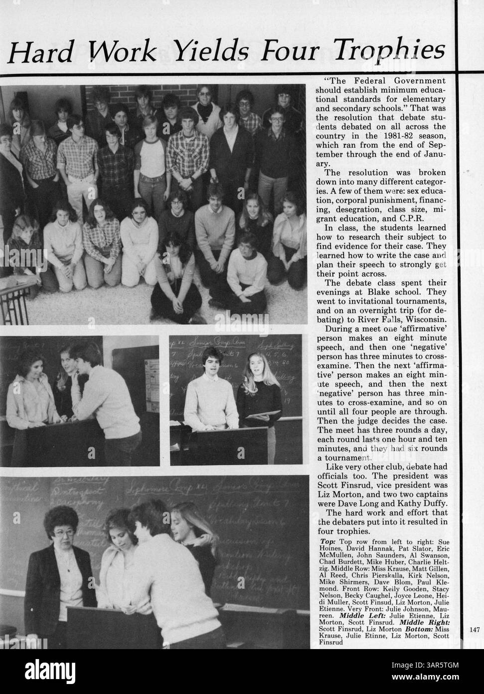 L'annuaire « Pirate Treasures » 1982 de l'école secondaire Park Center présente les réalisations, les activités et les événements sociaux qui ont défini l'année scolaire 1981-1982 pour les étudiants et les professeurs. Banque D'Images