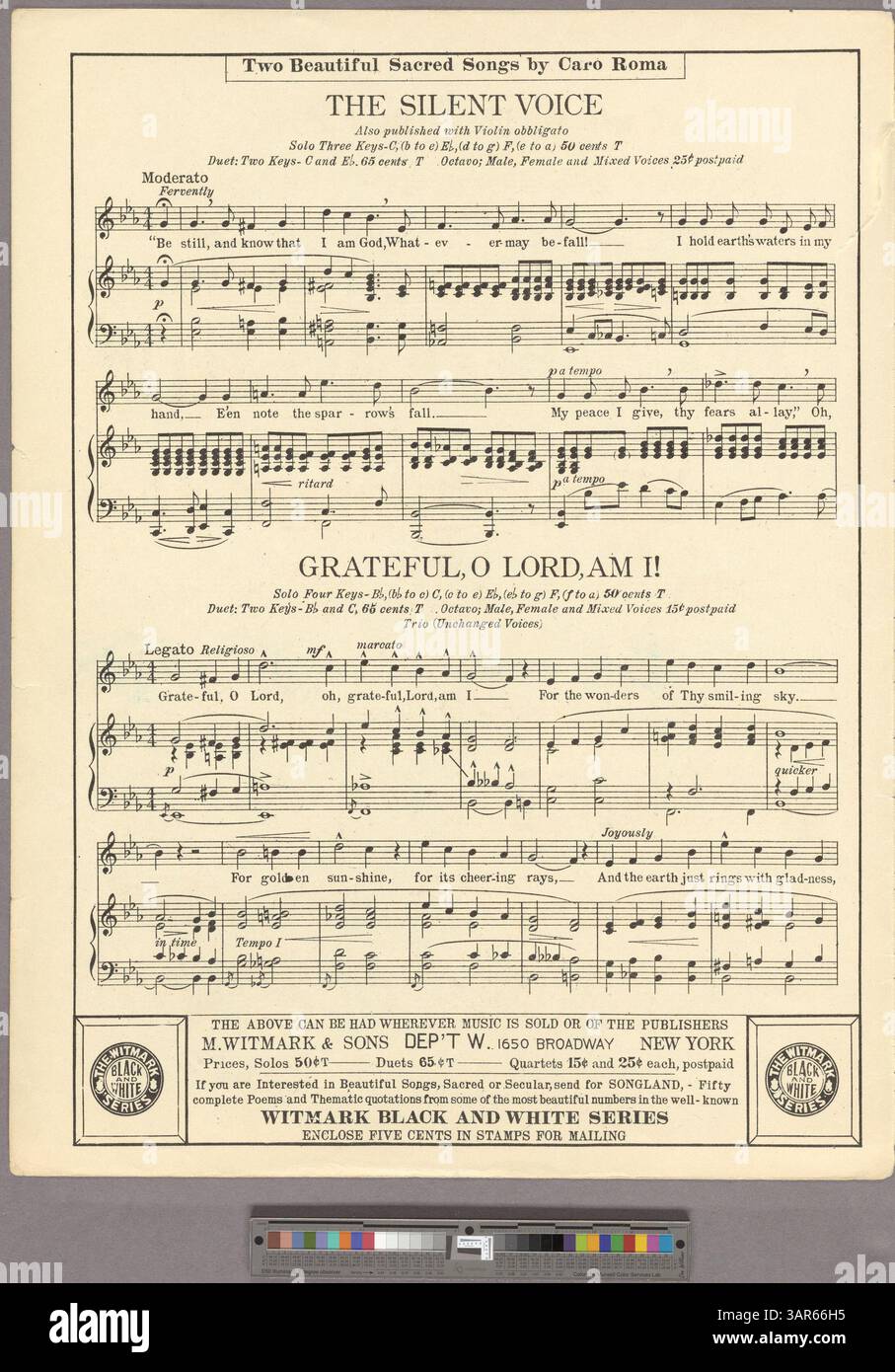 Cette chanson, chantée par George MacFarlane, est présentée comme un duo en sol majeur. La partition comprend des publicités pour d'autres chansons et un guide de gamme vocale, avec des chansons supplémentaires listées sur les couvertures avant et arrière. Banque D'Images