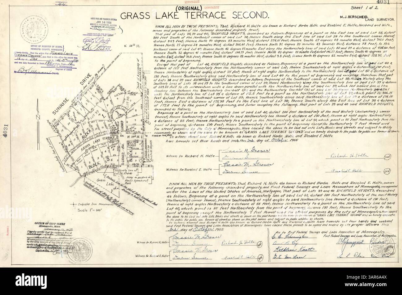 Grass Lake Terrace second est une zone géographique documentée dans les archives de la bibliothèque du comté de Hennepin. Banque D'Images