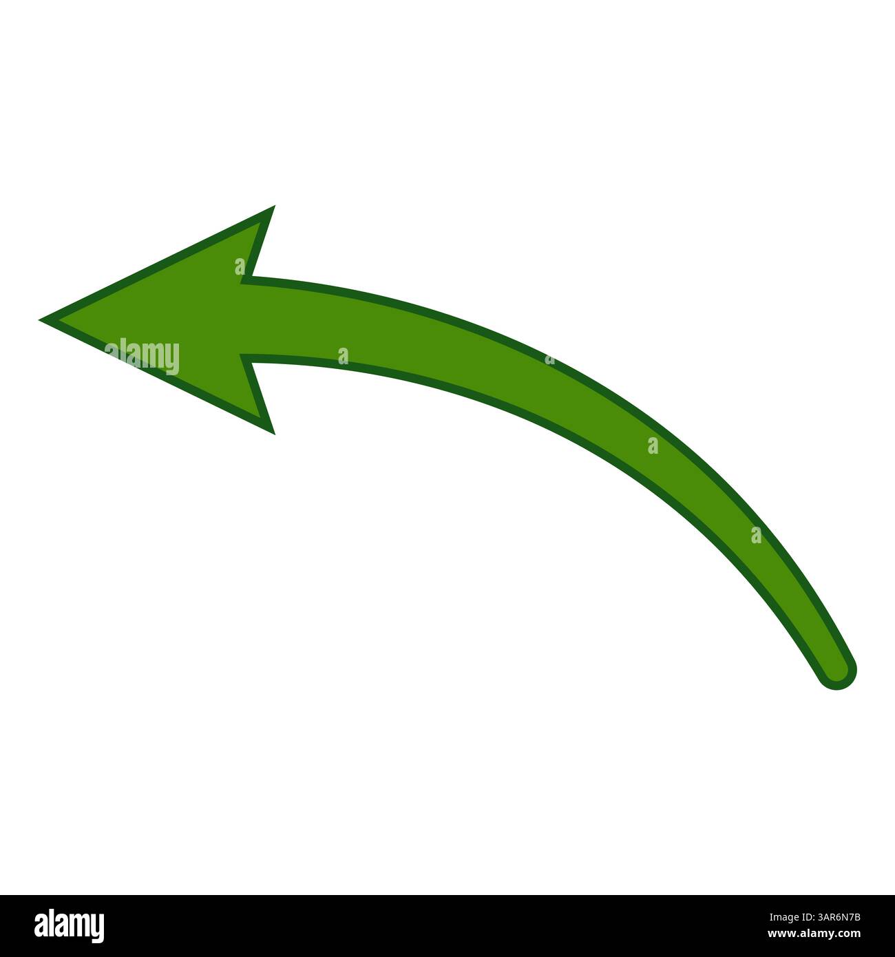 Flèche verte courbe pointant vers la gauche, indiquant le retour ou la direction Illustration de Vecteur