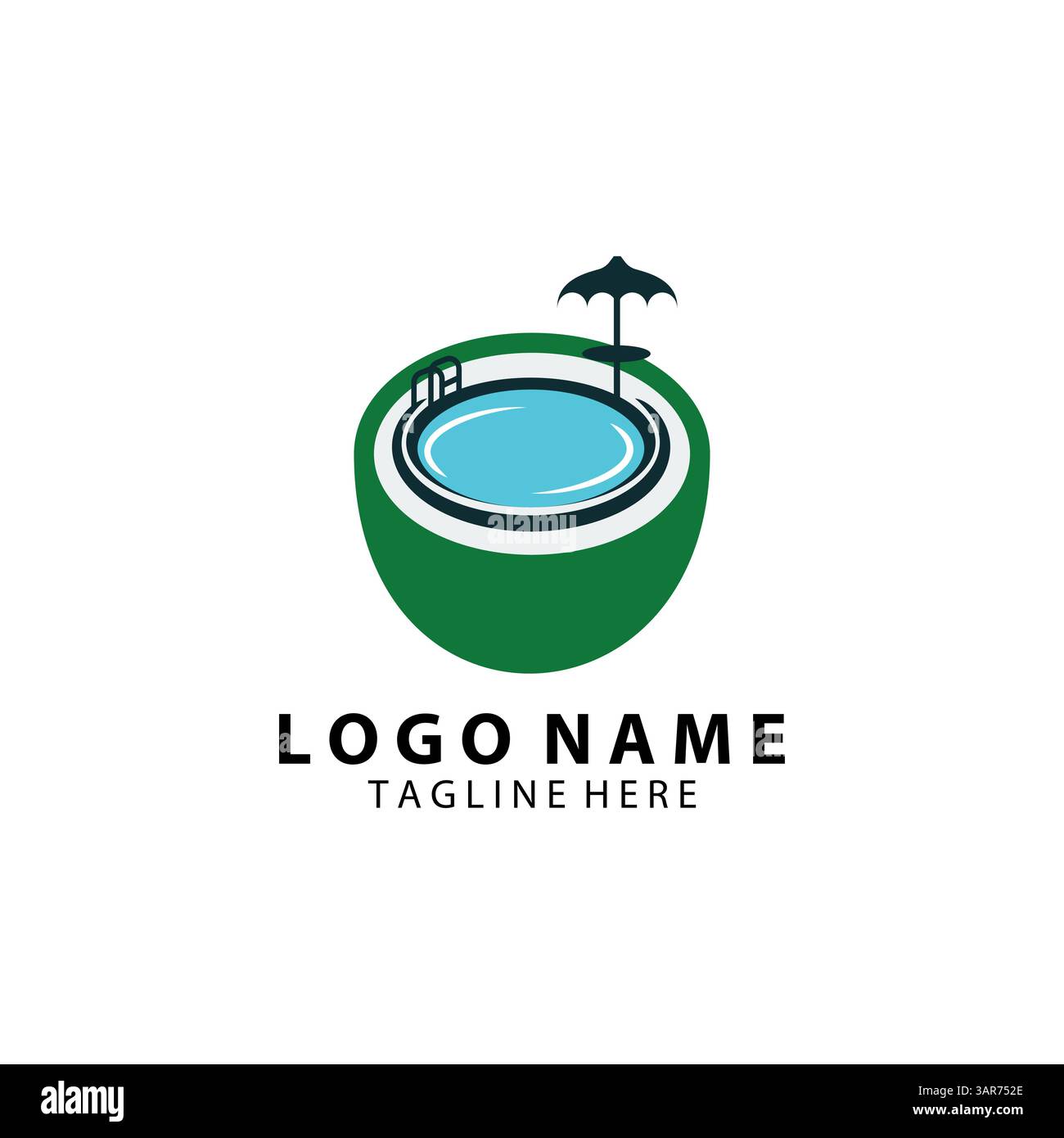 vecteur de conception de logo d'étang de noix de coco Illustration de Vecteur