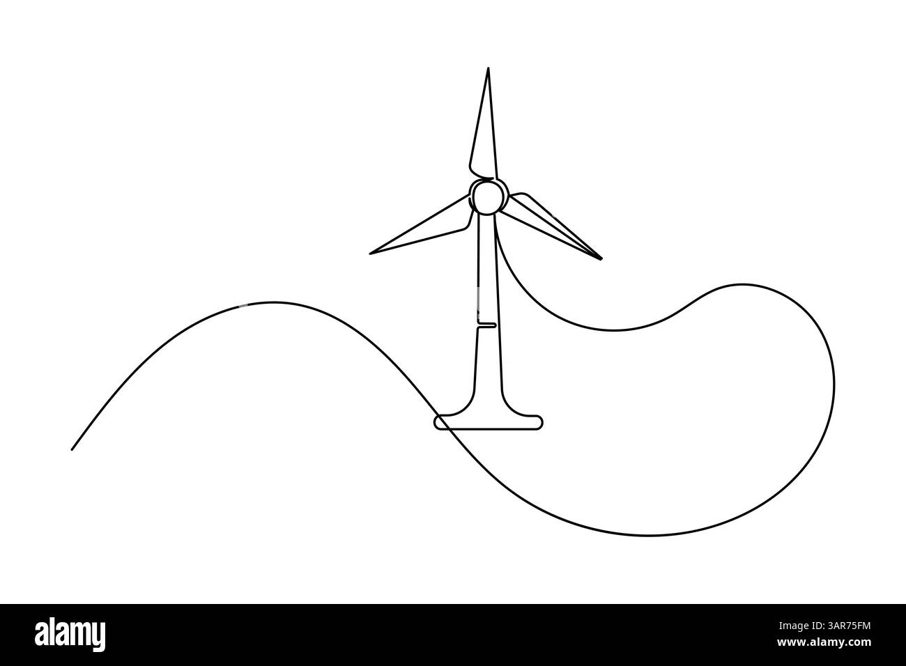 Dessin continu d'une ligne d'éolienne et style minimaliste isolent l'icône vectorielle de contour Illustration de Vecteur