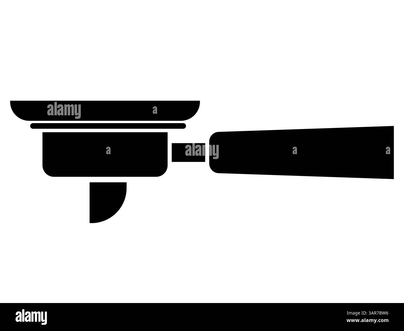 Porte-filtre pour machine espresso. Outil de travail, illustration noir et blanc. Banque D'Images