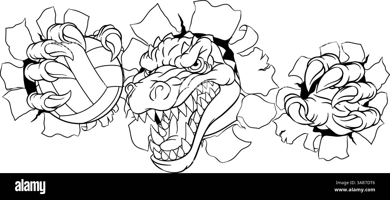 Mascotte de volleyball crocodile alligator crocodile Illustration de Vecteur
