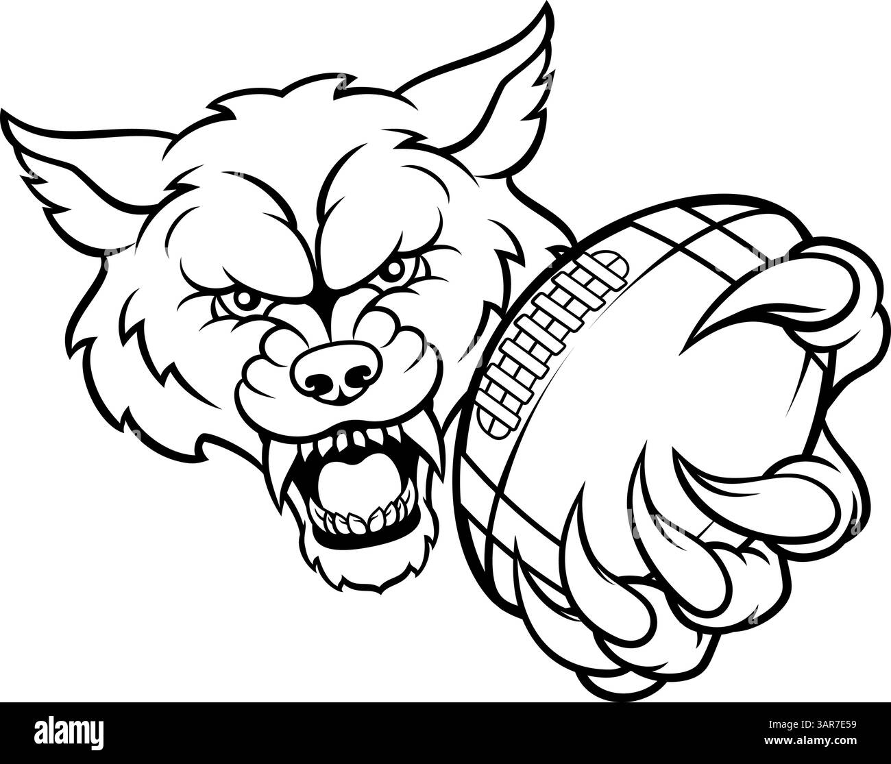 Mascotte des sports de ballon de football américain Wolf Holding Illustration de Vecteur
