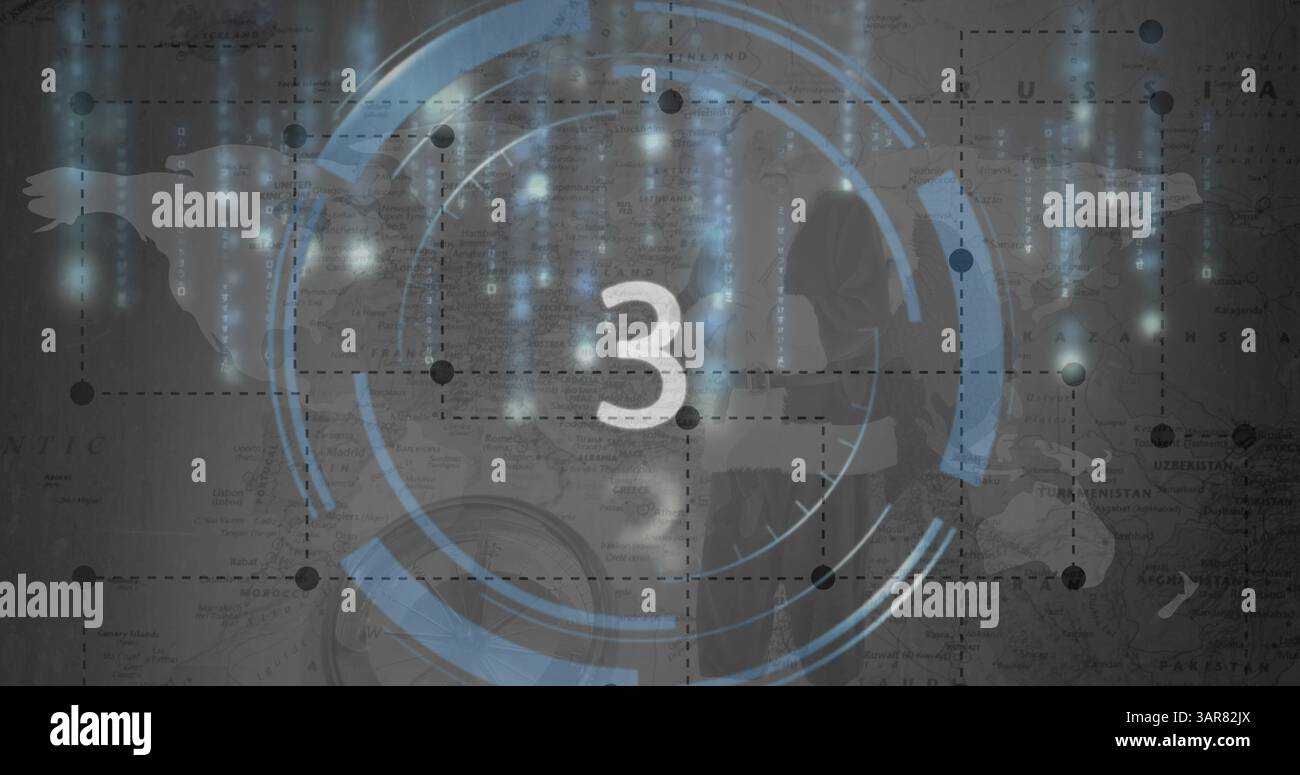 15 à 0 compte à rebours sur fond gris 4k Banque D'Images