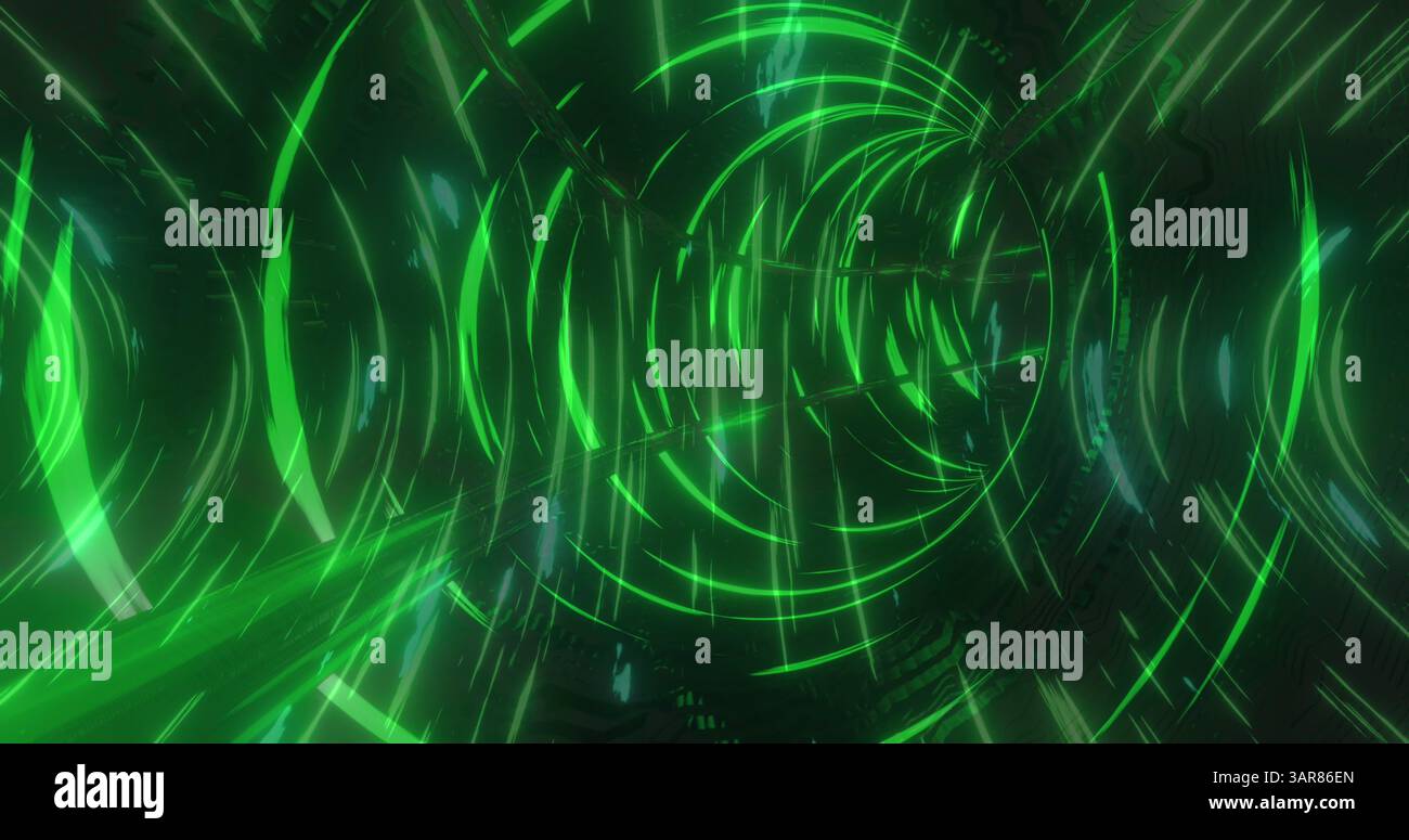 Illustration de traînées lumineuses sur le tunnel numérique Banque D'Images