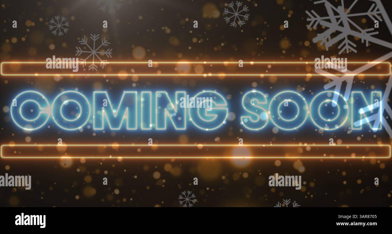 Image du texte à venir sur la neige tombant à noël Banque D'Images Image du texte à venir sur la neige tombant à noël Banque D'Images