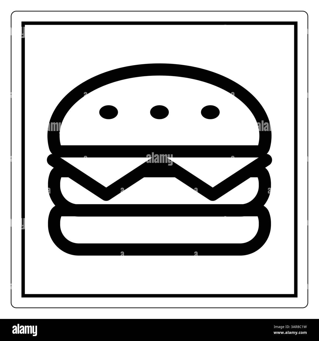 Une icône minimaliste représentant un délicieux hamburger avec des couches de garnitures. Idéal pour les projets alimentaires, les menus ou le branding. Illustration de Vecteur