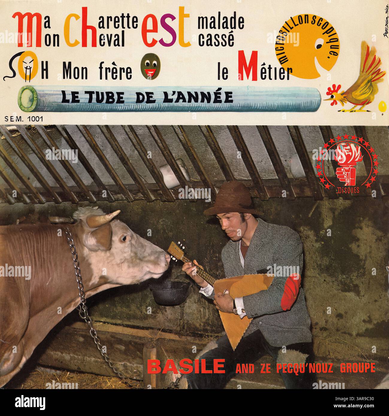 Groupe Basile et Ze Pecqu'nouz - le tube de l'année EP - couverture vinyle Vintage Banque D'Images