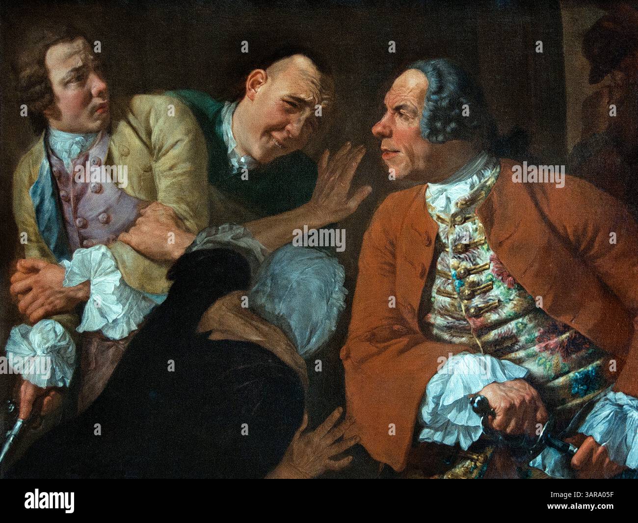 La rixe de Gaspare Traversi c. 1722–1770 Rococo Italie Louvre Italien Paris, Musée des Beaux-Arts, France, Banque D'Images