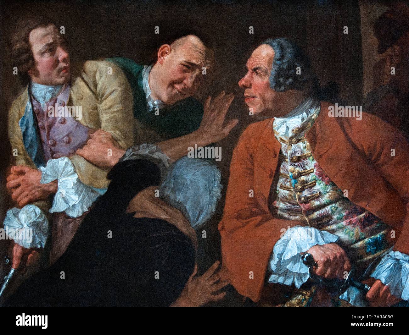 La rixe de Gaspare Traversi c. 1722–1770 Rococo Italie Louvre Italien Paris, Musée des Beaux-Arts, France, Banque D'Images