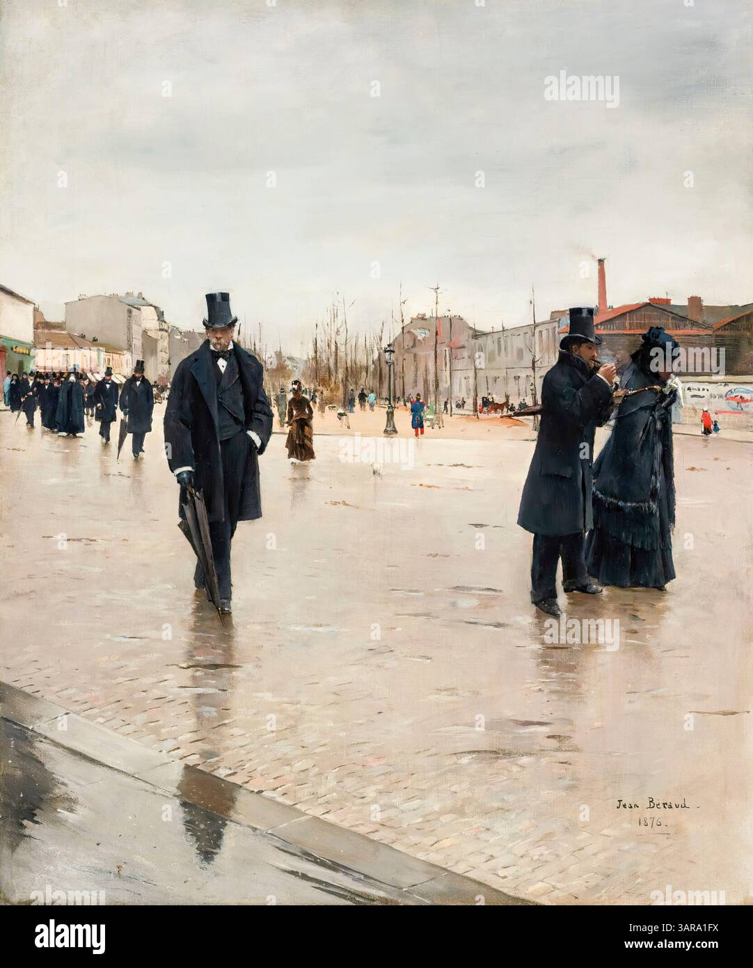 Jean Beraud, sortie du cimetière Montmartre, (Paris), peinture à l'huile sur toile, 1876 Banque D'Images