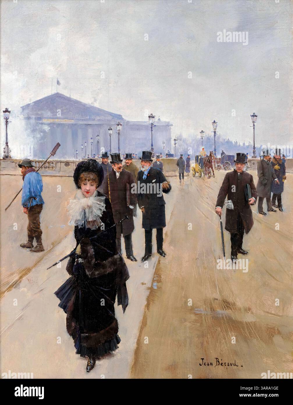 Jean Beraud, scène de la place de la Concorde (Paris), peinture à l'huile sur toile, 1875 Banque D'Images
