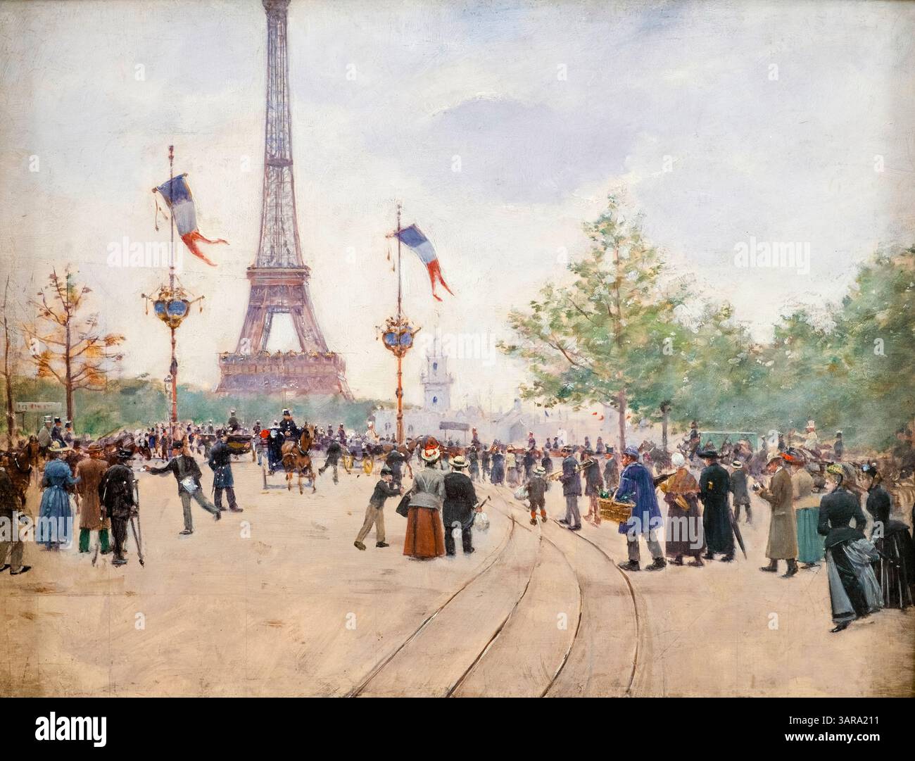 Jean Beraud, entrée de l’exposition universelle de 1889, (Paris), (entrée de l’exposition universelle de 1889), peinture à l’huile sur panneau, 1889 Banque D'Images