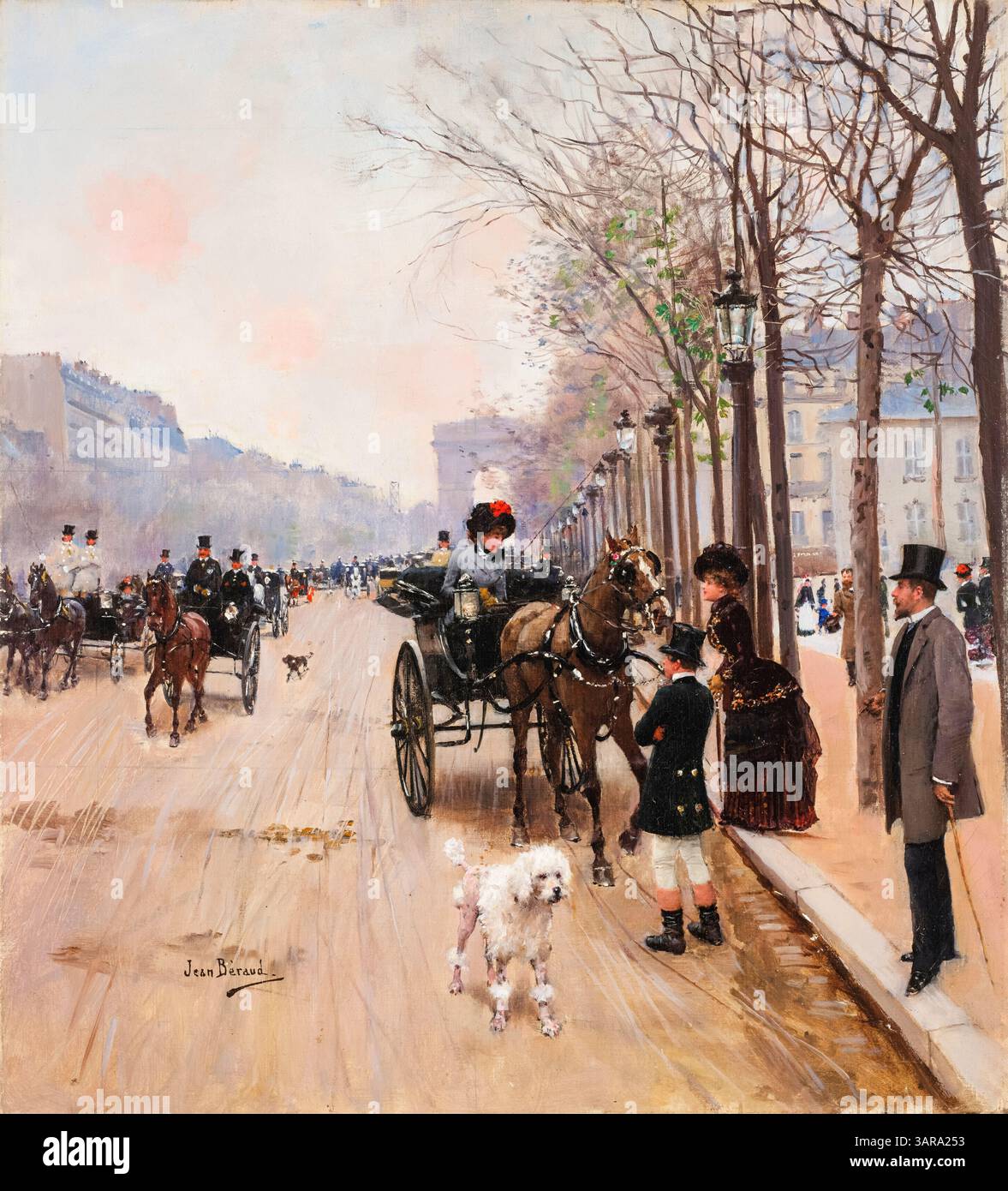 Jean Beraud, champs-Élysées (Paris), peinture à l'huile sur toile, vers 1880 Banque D'Images