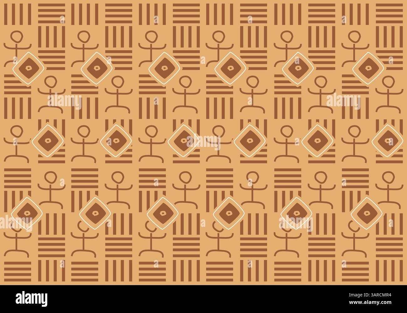 Le bogolan, ou bògòlanfini en bambara, est un tissu malien de l'ethnie Mandingo, teint selon une technique utilisée au Mali, au Burkina Faso, en Guinée, au Côte Illustration de Vecteur