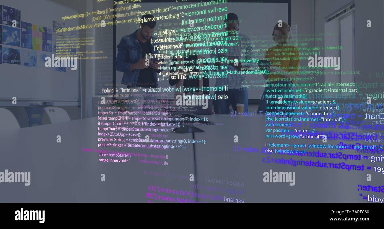 Image du traitement des données sur divers hommes d'affaires Banque D'Images