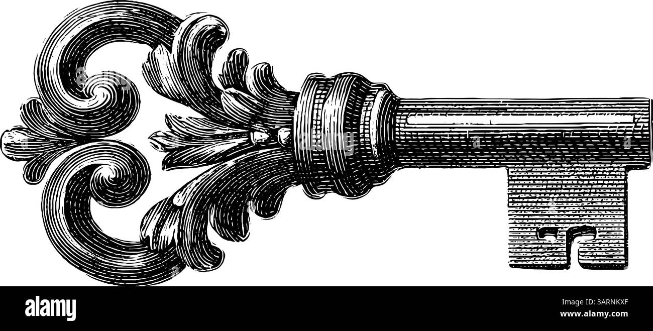 Lanterne baroque complexe avec ornement tourbillonnant - art gravé pour un décor classique. Illustration de Vecteur