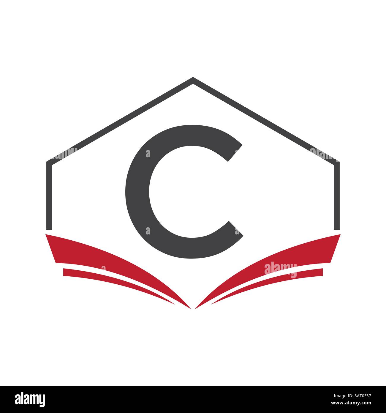 Logo éducation sur la lettre C concept avec icône Livre ouvert Illustration de Vecteur