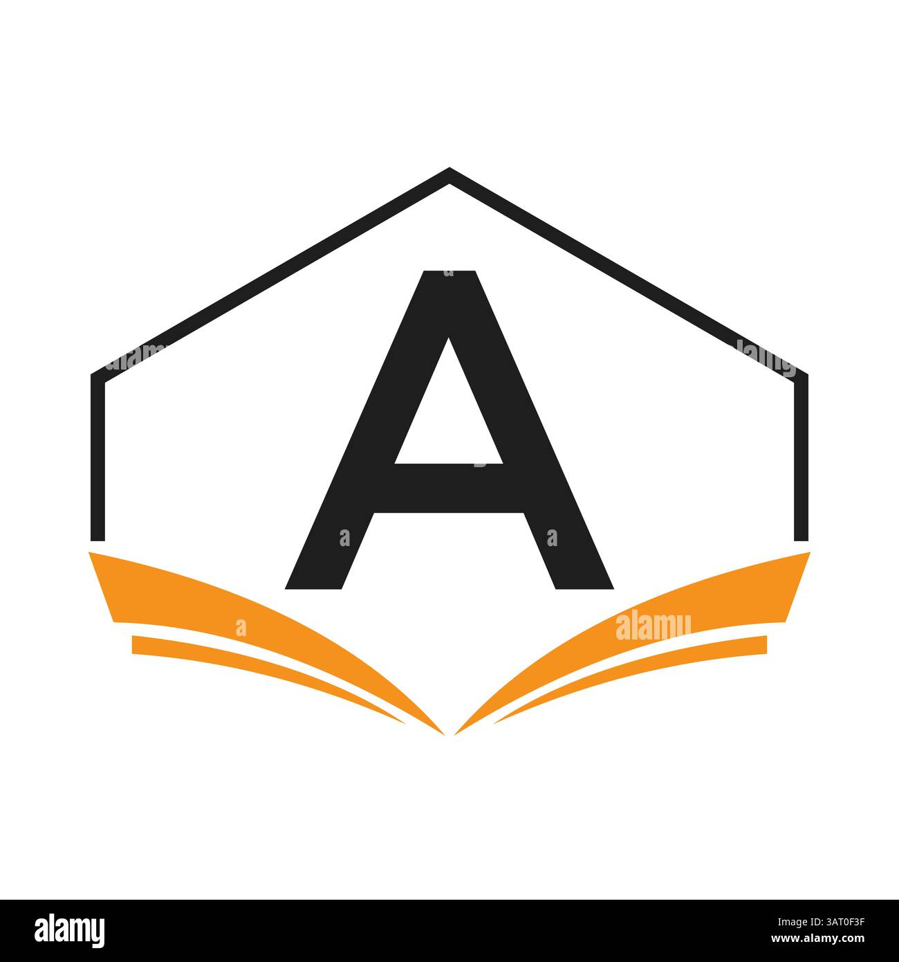 Éducation logo sur lettre Un concept avec icône Livre ouvert Illustration de Vecteur