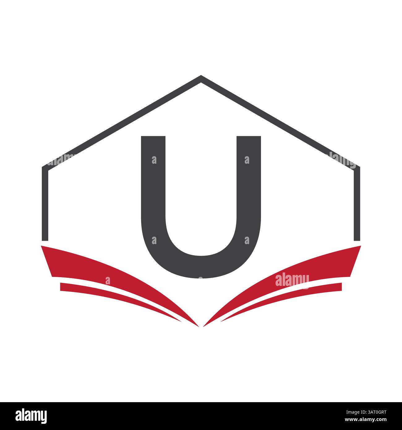Logo éducation sur la lettre U concept avec icône Livre ouvert Illustration de Vecteur