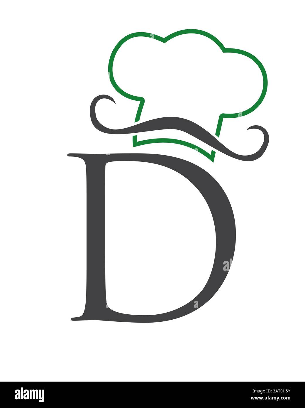 Lettre initiale d symbole de chapeau de chef pour le modèle vectoriel de conception de logo de restaurant Illustration de Vecteur