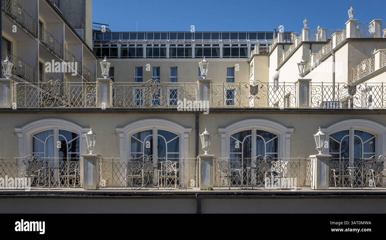 Architecture de spa sur la promenade de la mer Baltique à Binz, Ruegen, Mecklembourg-Poméranie occidentale, Allemagne, Europe Banque D'Images