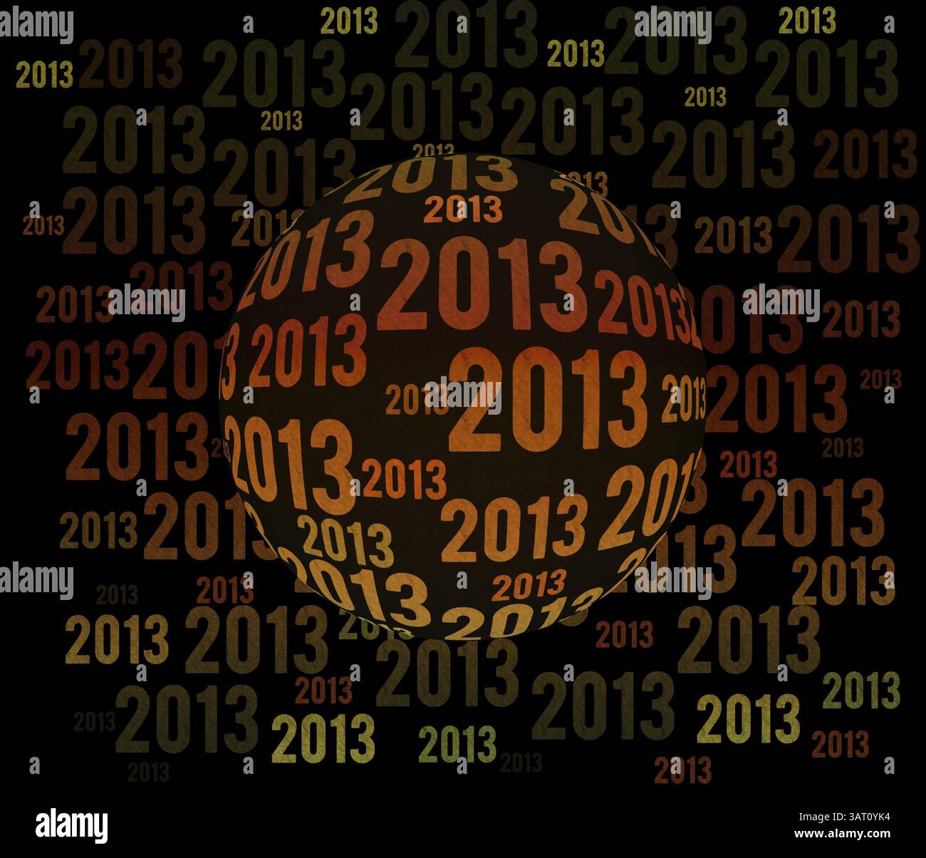 La nouvelle année 2013 dans une forme sphérique incandescente Banque D'Images