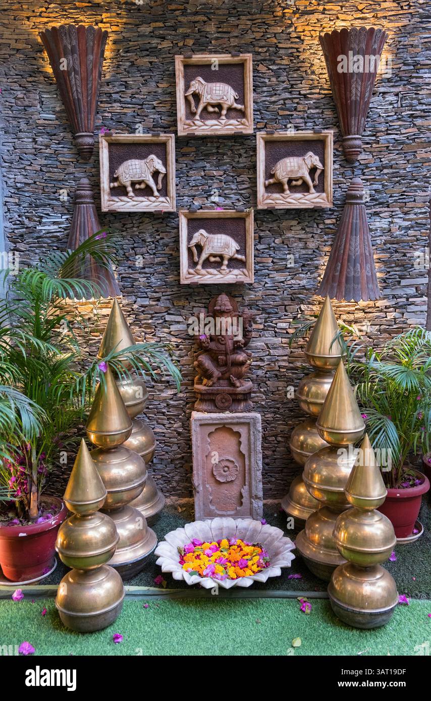 Affichage décoratif Lake Pichola Hotel Udaipur Rajasthan Inde Banque D'Images