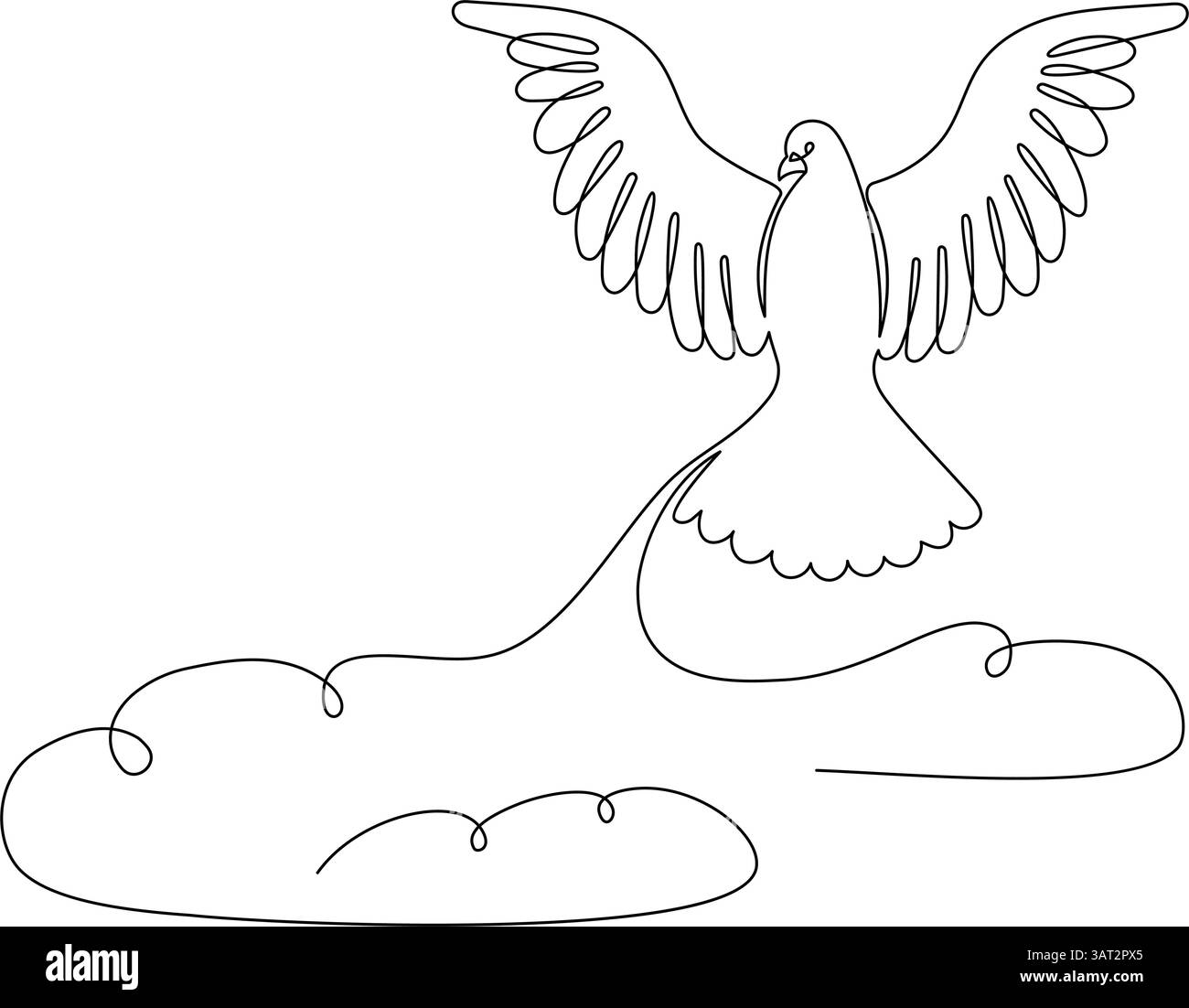 Pigeon Saint esprit. Colombe volante dans les nuages. Une ligne continue. Oiseau de pigeon symbole de vacances religieuses et de paix. Dessin linéaire simple. Vecteur Illus Illustration de Vecteur Pigeon Saint esprit. Colombe volante dans les nuages. Une ligne continue. Oiseau de pigeon symbole de vacances religieuses et de paix. Dessin linéaire simple. Vecteur Illus Illustration de Vecteur